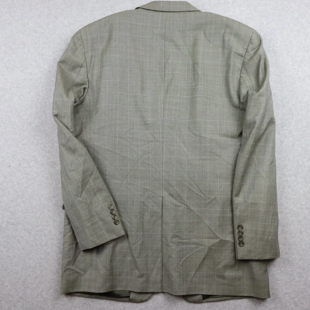 Jos‎ A Bank Blazer Mens 44L Wool 3-Button Suit Jacket Coat Business Gray Plaid